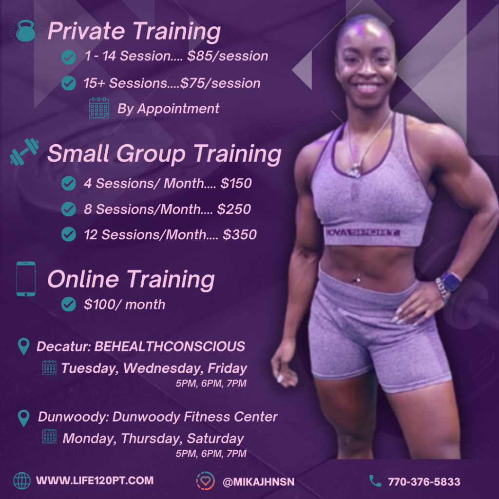 mika johnson personal training pricing sheet life120pt